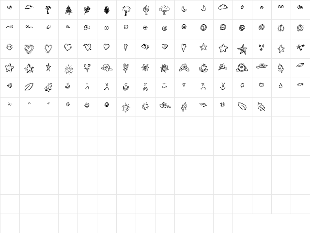 LD Doodles Regular  glyph index