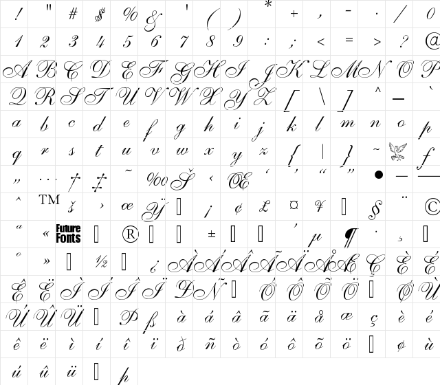 Sensibility Wide Regular  glyph index