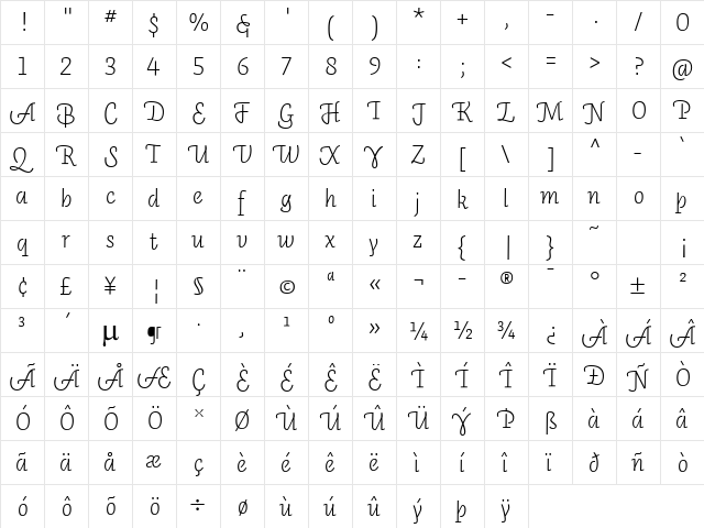 Auto 3 Light Italic LF  glyph index