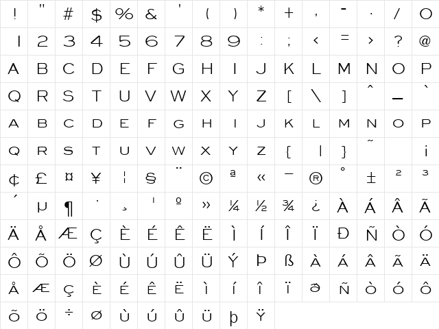 GE Arroyo Caps Regular  glyph index
