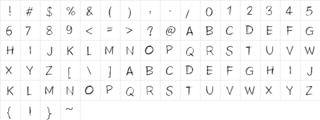 PWScratchy Medium  glyph index