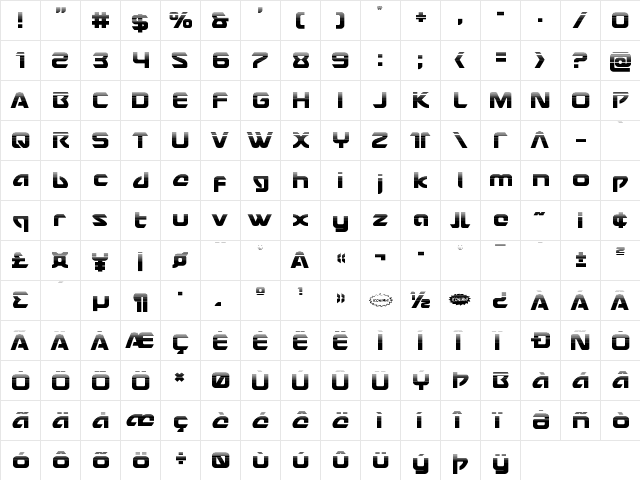 USAngel Halftone Regular  glyph index