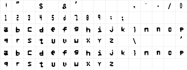 Charcoal Regular  glyph index