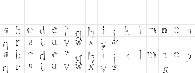 Witchcraft Normal  glyph index