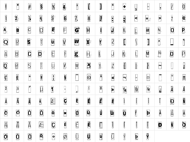 Lievidence Again Regular  glyph index
