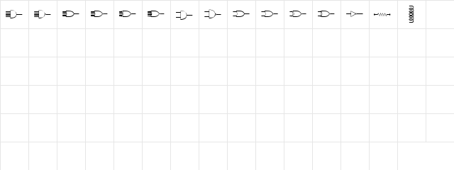 TQF_Electronics Regular  glyph index