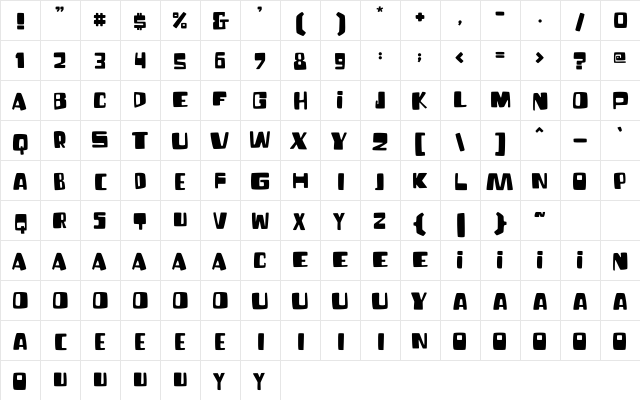 Fun Blob Regular  glyph index