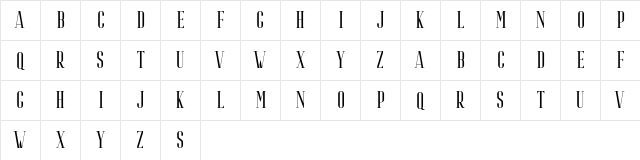 Riffle Free Regular  glyph index