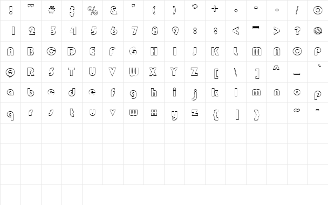 MumboOutlineSSK Regular  glyph index