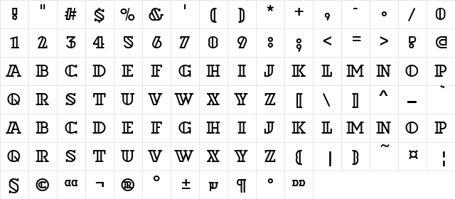 a_DexterOtl Regular  glyph index