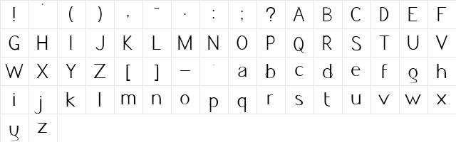 Jacks Font Regular  glyph index