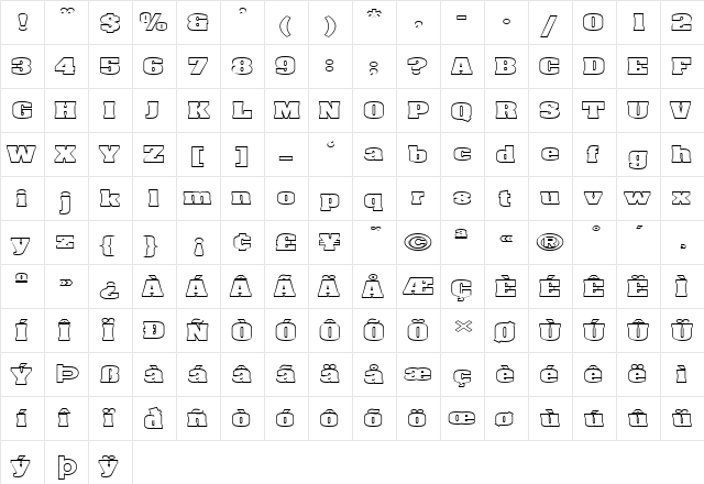 FZ ROMAN 3 HOLLOW EX Normal  glyph index