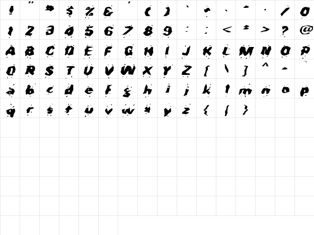 SeedPeopleExtended Oblique  glyph index