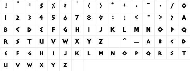 Adonais Regular  glyph index