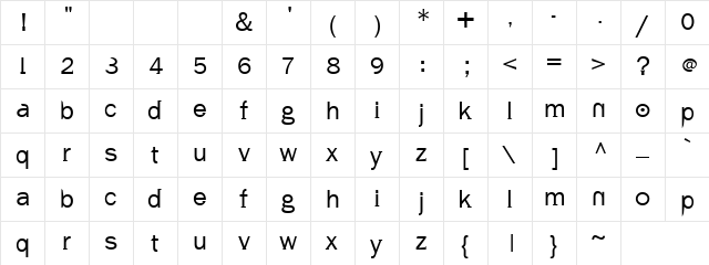 Baleno Regular  glyph index