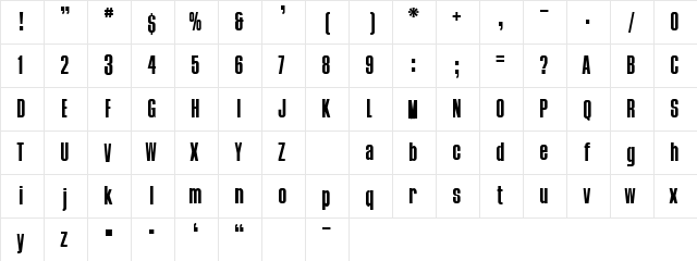 NewCompact Regular  glyph index