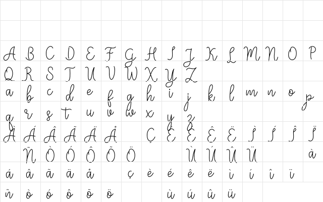 Meisha Regular  glyph index