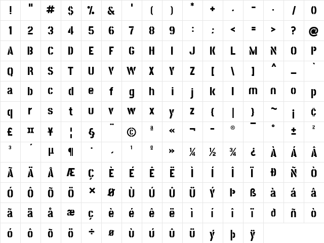 Post No Bills Colombo ExtraBold  glyph index