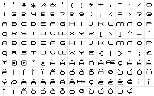 FFF Galaxy Extended Regular  glyph index