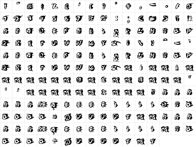 Blanc et Noir Regular  glyph index
