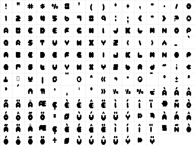 Feldercarb Condensed Condensed  glyph index