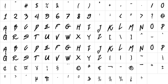 Black Venom Regular  glyph index