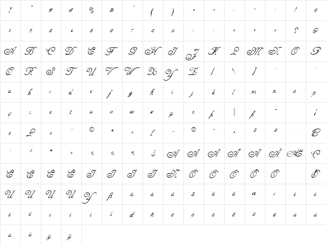 AdineKernberg Regular  glyph index