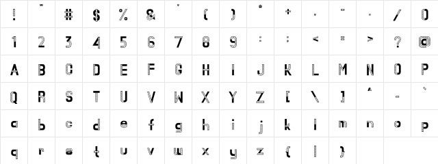 Roadtrack Regular  glyph index