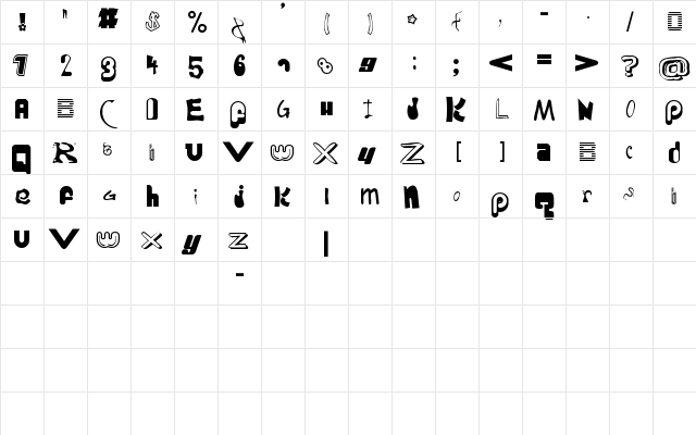 Random Regular  glyph index