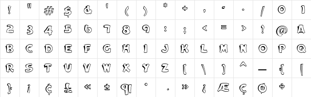 Cameo Regular  glyph index
