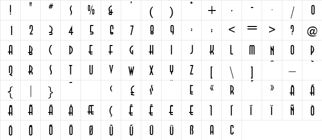 OPTIAsian Regular  glyph index