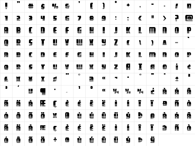 Camp Justice Halftone Regular  glyph index