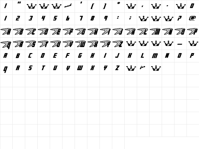 BachelorPad Regular  glyph index