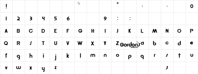Golder Regular  glyph index