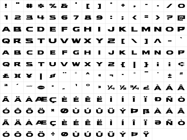 Modi Thorson Expanded Expanded  glyph index