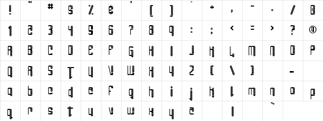 downtowndotted Regular  glyph index