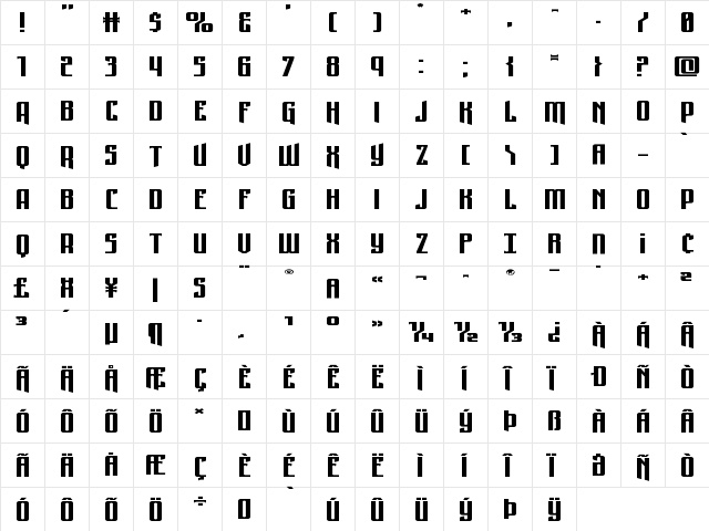 Night Traveler Wide Regular  glyph index