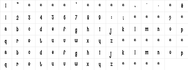 Pejawar Regular  glyph index