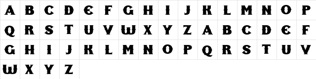 Freak Show Regular  glyph index