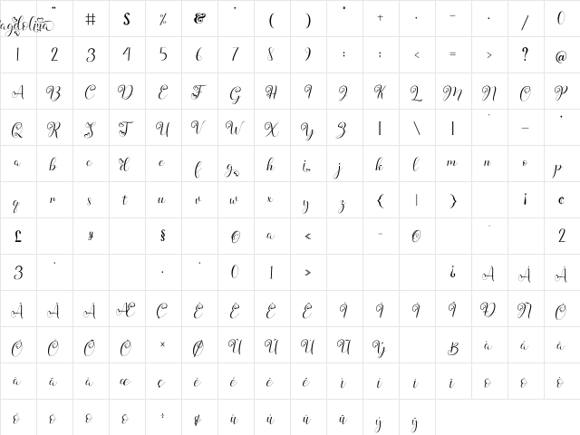 Magdolina Regular  glyph index