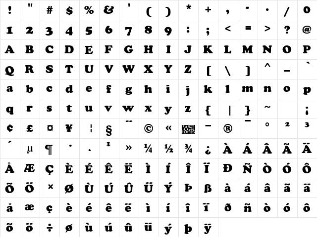 Cookie Regular  glyph index