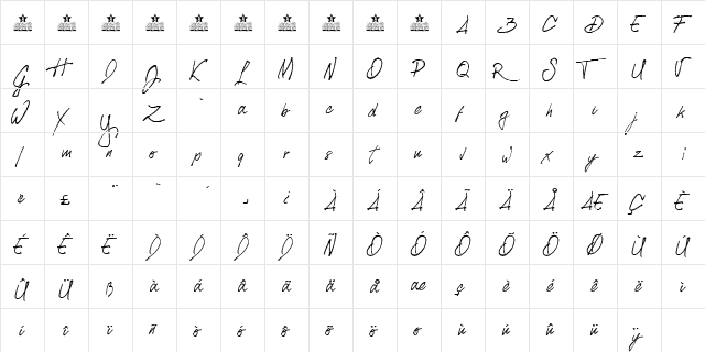 SIBERIAN Personal Use Regular  glyph index