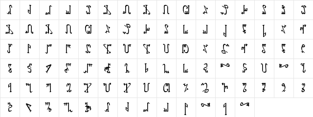 Wiccan Ways Regular  glyph index