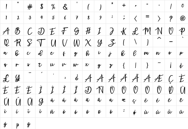 adamd Regular  glyph index