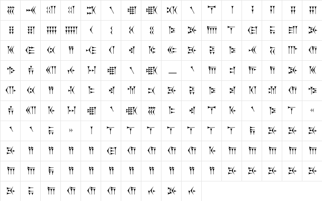 Zarathustra Regular  glyph index