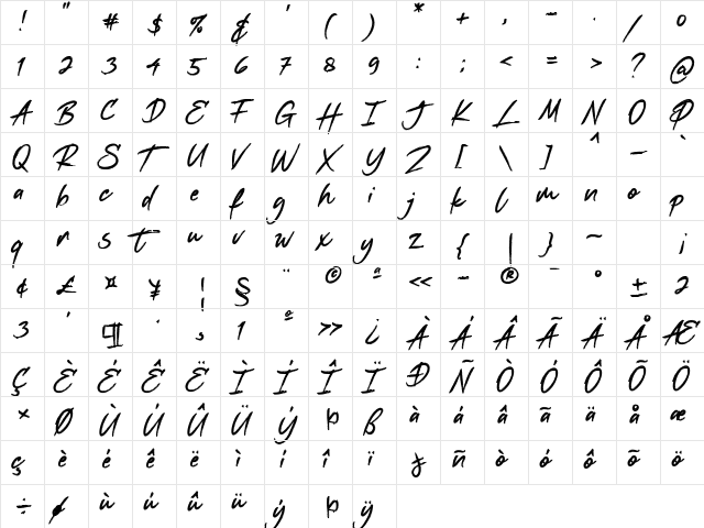 Better Jack Regular  glyph index