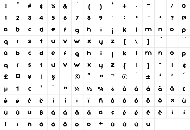 tutano.cc Bold  glyph index