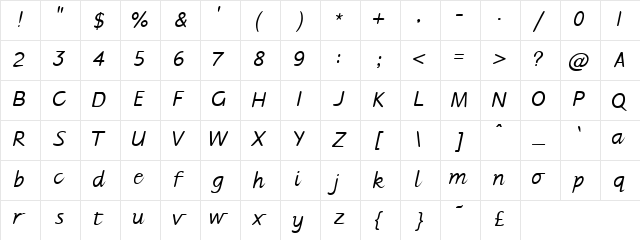 Jarman Regular  glyph index