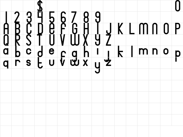 Bingke Daging DEMO Regular  glyph index