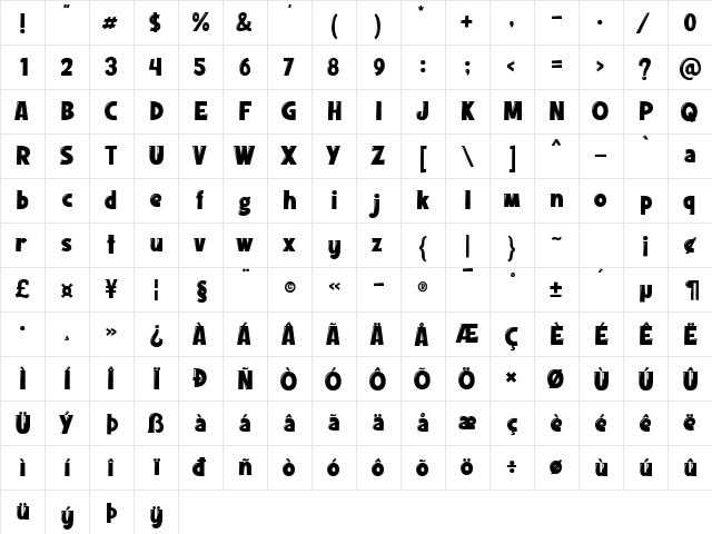 Kiss Melody FIX Regular  glyph index